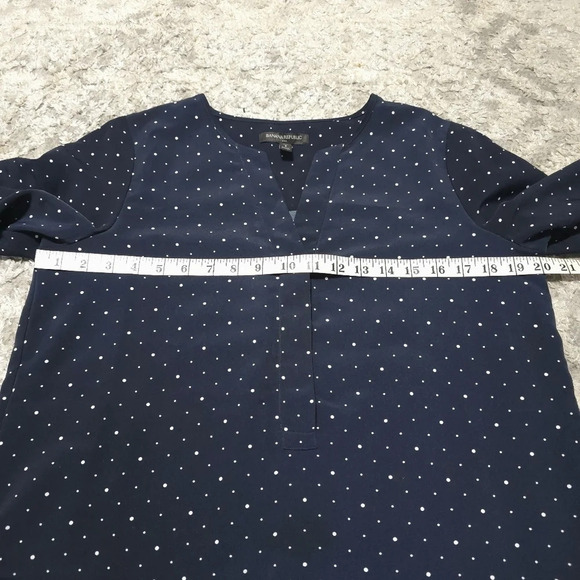 ✨️4/$20. BANANA REPUBLIC Long Sleeve Polka Dot High Low V-Neck Blouse, Petite S - Picture 13 of 15